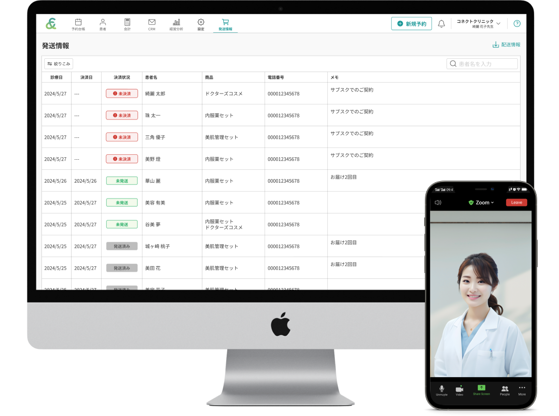 キレイパスコネクトのオンライン診療機能利用イメージ